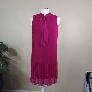 DKNY - Sleeveless, Tie Neck collar, Pleated Shift Dress  Size 6
